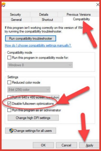 How to disable fullscreen optimizations on PC