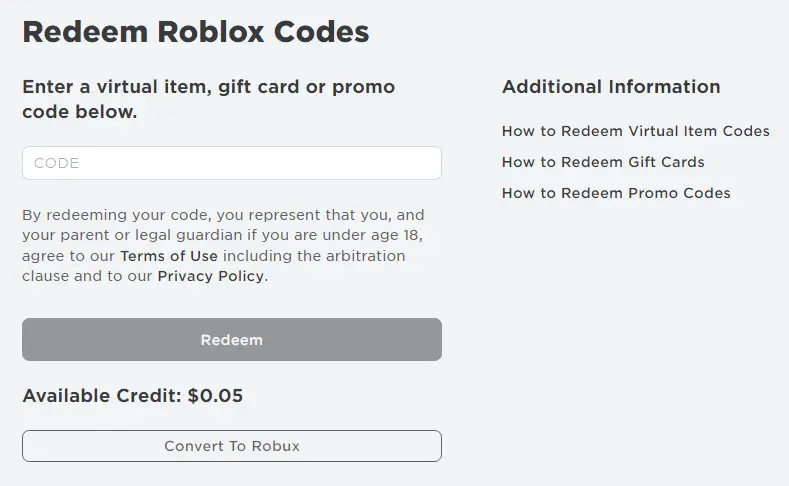 Steps to Redeem Roblox Gift Card code