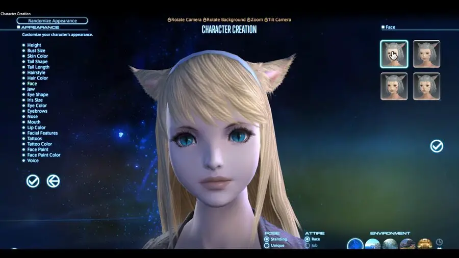 Final Fantasy XIV character creation & customization options